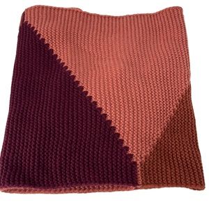Vince Camuto Pink Wine Berry Rust Color Block Knit Scarf